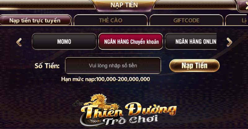 Chi tiết nạp tiền Thiên Đường Trò Chơi